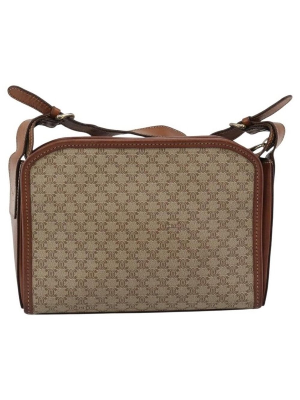 Authentic CELINE Macadam Canvas Shoulder Bag PVC Beige Gold - Picture 9 of 16